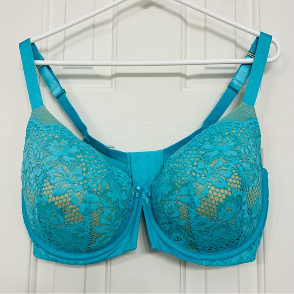 Cacique Intimates & Sleepwear Cacique Bra Aqua Lace Over